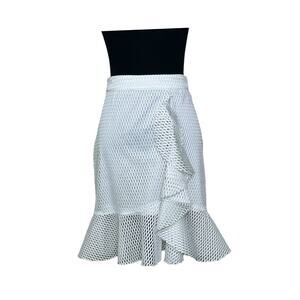 Liquorish white mesh lined ruffled mini skirt size 4